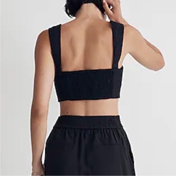 Madewell 8 Top 100% Linen Sweetheart Bralette Crop Top in True Black NWT - Picture 1 of 7